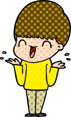 Bir insan tarafından çizilmiş mutlu çizgi film çocuğu.