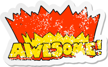 Bir insan tarafından çizilmiş harika bir çizgi film sembolünün gerilimli retro yapıştırması.