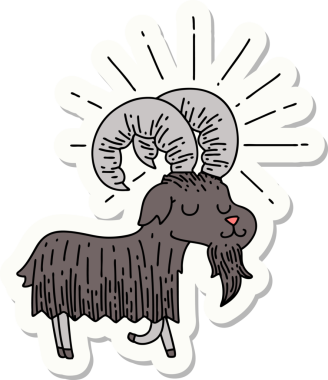 Bir insan tarafından çizilmiş mutlu keçi dövmesi stili.