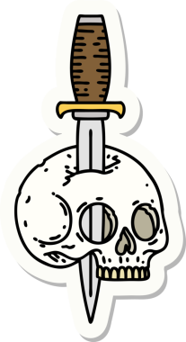 Bir insan tarafından çizilmiş bir kafatasının geleneksel stiliyle dövme çıkartması.