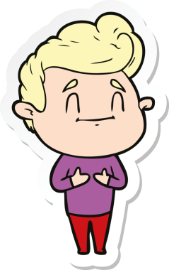 Bir insan tarafından çizilmiş mutlu bir çizgi film karakterinin çıkartması.