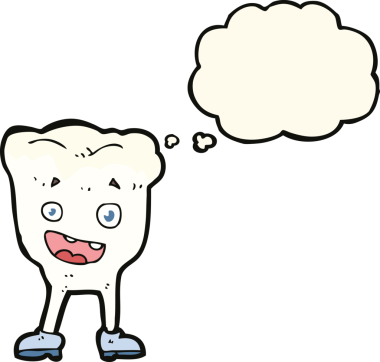 Bir insan tarafından çizilmiş düşünce baloncuklu çizgi film dişi.