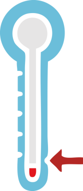 Bir insan tarafından çizilmiş cam termometrenin düz renk retro karikatürü