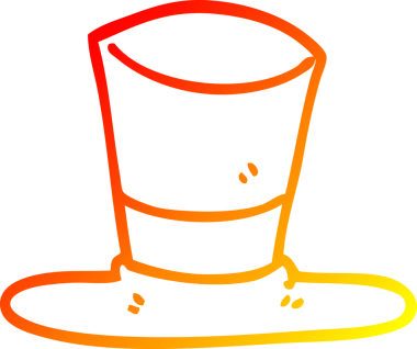 Bir insan tarafından çizilmiş bir çizgi film silindir şapkasının sıcak çizgi çizimi