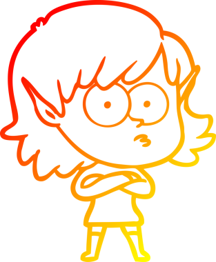 Bir insan tarafından çizilmiş, çizgi film karakteri bir elf kızı çizimi.