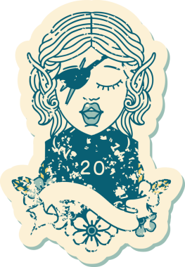 Retro Dövme Tarzı Bir insan tarafından çizilmiş doğal yirmilik zarlı düzenbaz karakter