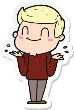 Bir insan tarafından çizilmiş, karikatür dostu bir adamın çıkartması.