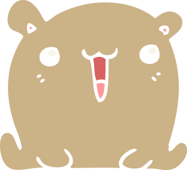 Bir insan tarafından çizilmiş şirin düz renkli çizgi film ayısı.