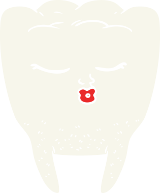 Bir insan tarafından çizilmiş düz renkli çizgi film dişi