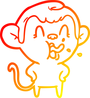 İnsan tarafından çizilmiş çılgın bir çizgi maymunun sıcak çizgi çizimi