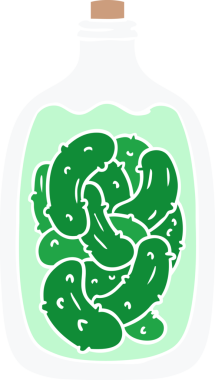 Bir insan tarafından çizilmiş turşu turşusu kavanozu.