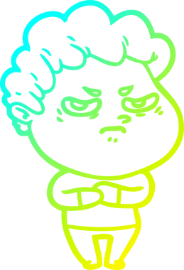 Bir insan tarafından çizilmiş kızgın bir adamın soğuk çizgi çizimi.