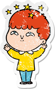 Bir çizgi filmin sıkıntılı çıkartması Bir insan tarafından çizilmiş hayret verici bir çocuk