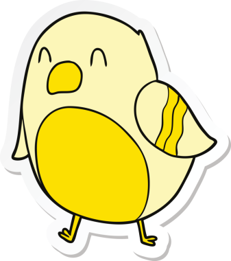 Bir insan tarafından çizilmiş çizgi film kuşunun çıkartması.