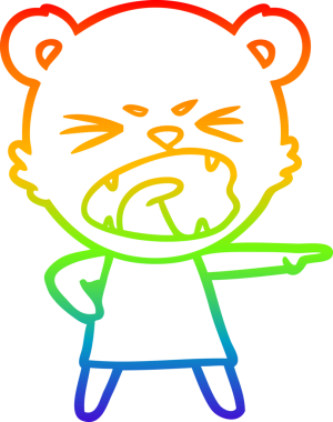 Bir insan tarafından çizilmiş bağıran kızgın bir çizgi film ayısının çizimi.