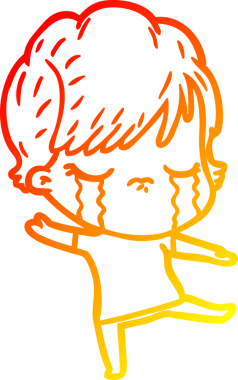 Bir insan tarafından çizilmiş, ağlayan bir çizgi kadın çizimi.