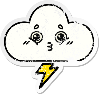 Bir insan tarafından çizilmiş tatlı bir karikatür fırtına bulutunun sıkıntılı çıkartması