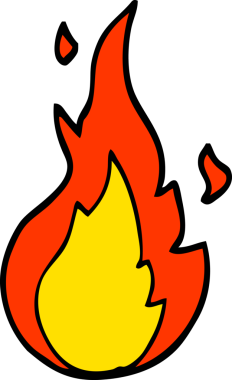 Bir insan tarafından çizilmiş el çizimi çizgi film alev sembolü