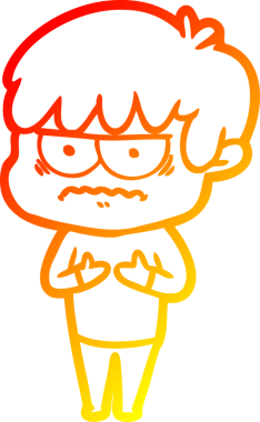 Bir insan tarafından çizilmiş kızgın çizgi film çocuğunun sıcak çizgi çizimi.