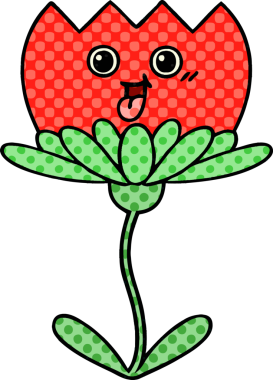 Bir insan tarafından çizilmiş bir çiçeğin karikatürü.