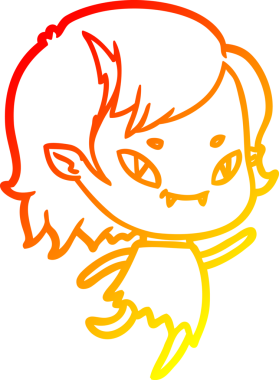 Bir insan tarafından çizilmiş, cana yakın vampir bir kızın çizgi çizimi.