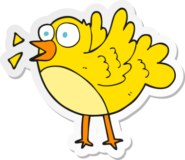 Bir insan tarafından çizilmiş çizgi film kuşunun çıkartması.