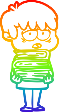 Gökkuşağı gradyan çizgi çizimi. Bir insan tarafından çizilmiş, tükenmiş bir çocuğun kitabı.