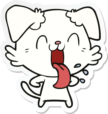 Bir insan tarafından çizilmiş nefes nefese kalmış bir köpeğin çıkartması.