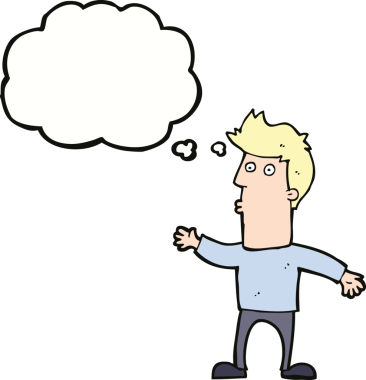 Bir insan tarafından çizilen düşünce baloncuğuyla adamı şaşırtan çizgi film.