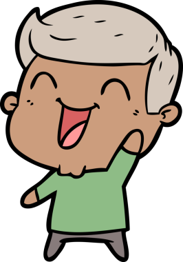 Bir insan tarafından çizilmiş gülen çizgi film adamı.