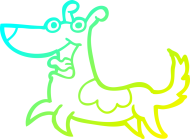 Bir insan tarafından çizilmiş mutlu bir köpek çizgi filmi.