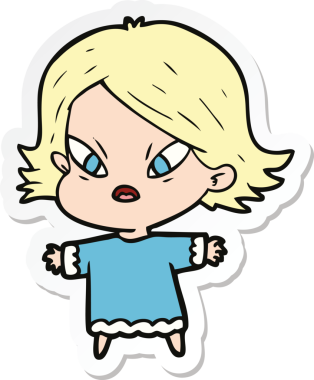 Bir insan tarafından çizilmiş bir karikatür çıkartması.