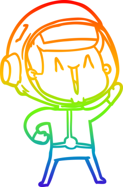 gökkuşağı gradyan çizimi mutlu bir çizgi astronot çizimi bir insan tarafından çizildi