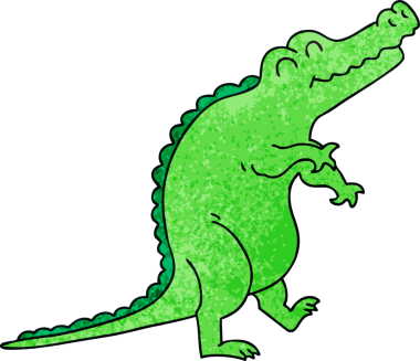 Bir insan tarafından çizilmiş garip çizgi film timsahı.