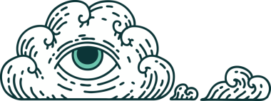 Bir insan tarafından çizilmiş her şeyi gören bir göz bulutunun ikonik dövme şekli.