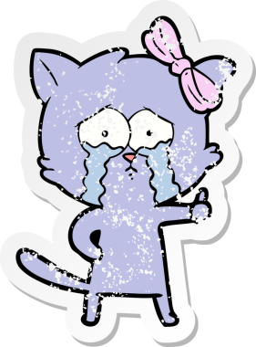 Bir insan tarafından çizilmiş karikatür bir kedinin sıkıntılı çıkartması.