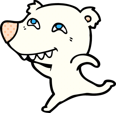 Karikatür kutup ayısı bir insan tarafından çizilmiş dişleri gösteriyor