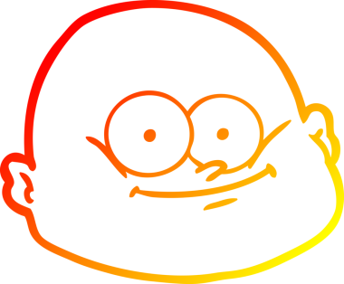 Bir insan tarafından çizilmiş kel bir adamın sıcak çizgi çizimi.