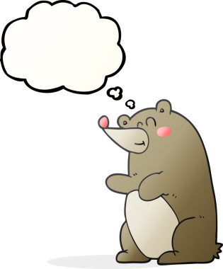 Bir insan tarafından çizilmiş serbest çizim balon karikatür ayısı.