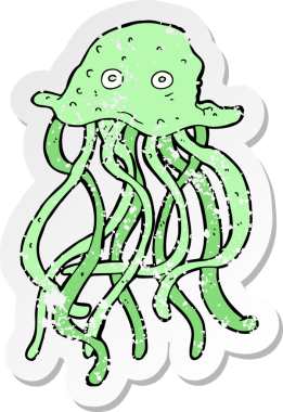 Bir insan tarafından çizilmiş ahtapot çizgi filminin gerilimli yapıştırması.