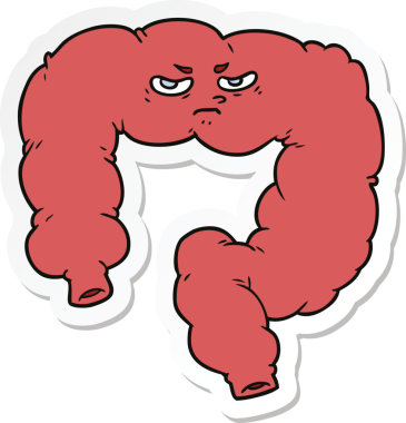 Bir insan tarafından çizilmiş kızgın bağırsağın çıkartması.