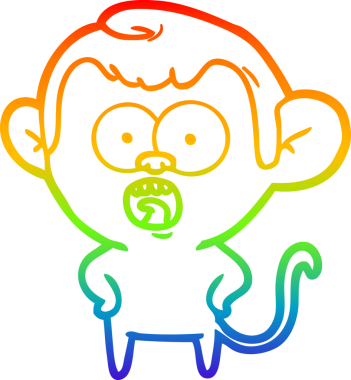 gökkuşağı gradyan çizgi çizimi bir insan tarafından çizilmiş bir maymun tarafından şok edildi