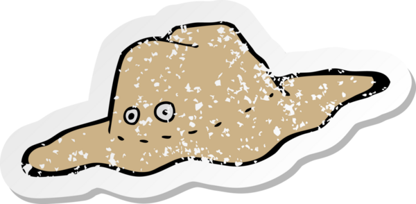 Bir insan tarafından çizilmiş eski bir Avustralya şapkasının gerilimli çıkartması.