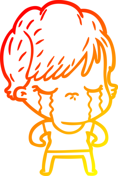 Bir insan tarafından çizilmiş, ağlayan bir çizgi kadın çizimi.