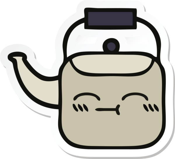 Bir insan tarafından çizilmiş şirin bir çaydanlığın çıkartması.