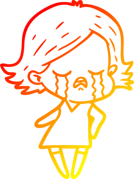 Bir insan tarafından çizilmiş ağlayan çizgi film kızı çizimi.