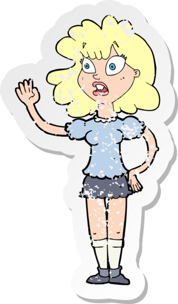 Bir insan tarafından çizilmiş endişeli bir karikatürün gerilimli çıkartması.