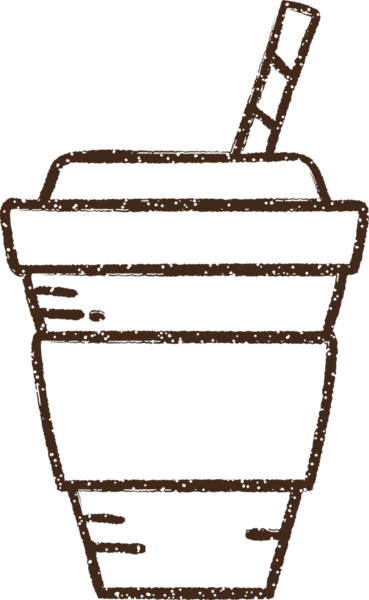 Bir insan tarafından çizilmiş buzlu kahve kömürü.