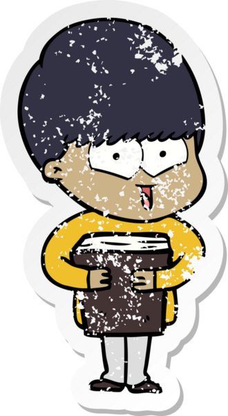 Bir insan tarafından çizilmiş mutlu bir çocuğun sıkıntılı çıkartması.