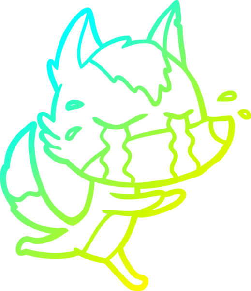 Bir insan tarafından çizilmiş ağlayan kurdun soğuk çizgi çizimi.